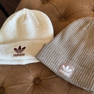 adidas Two-Piece Beanie Set in Cream & Taupe